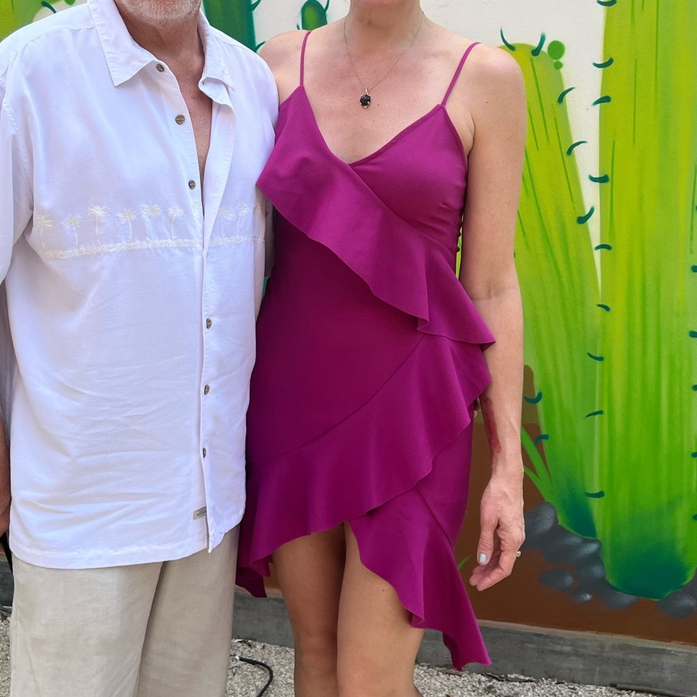 Elegant Magenta Ruffle Mini Dress